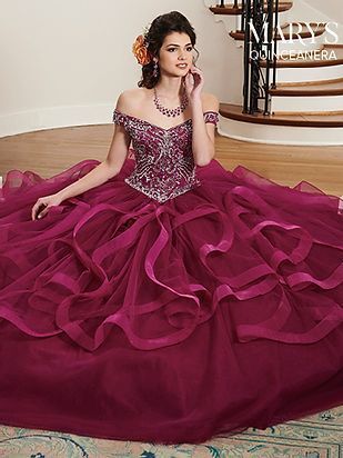 Girl Wearing Maroon Quinceañera Dress — Hartford, CT — Casa Tony