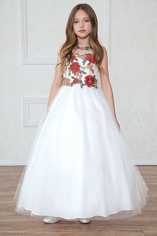 White With Rose Design Children’s Dress — Hartford, CT — Casa Tony