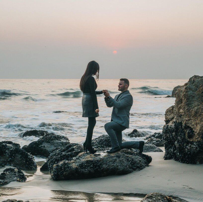 marriage proposal beach ash scattering ceremony