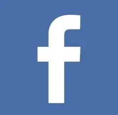 Facebook logo: white lowercase “f” on a blue background.