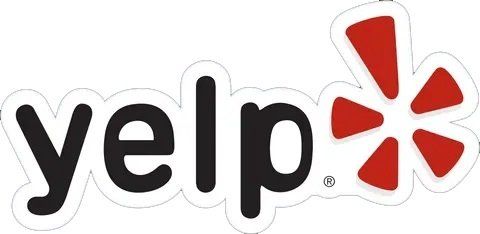 Yelp logo with black lowercase text and a red burst icon on a white background