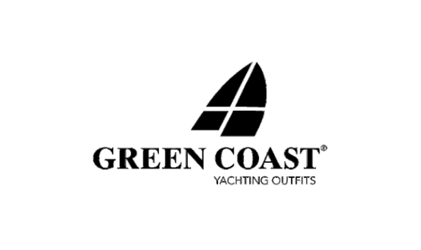 Un logo in bianco e nero per le attrezzature da yachting della costa verde