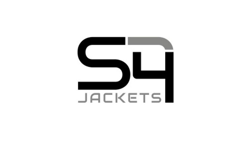 Il logo per le giacche s4 è nero e grigio su sfondo bianco.