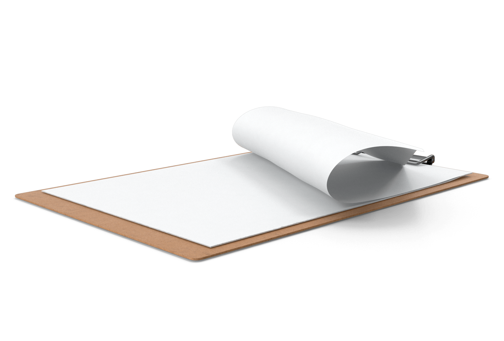 A clipboard with a pen and a piece of paper on it.