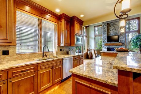 kitchen room with marbled sink top