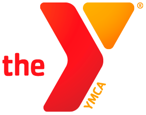 The ymca logo has a red arrow pointing to the right