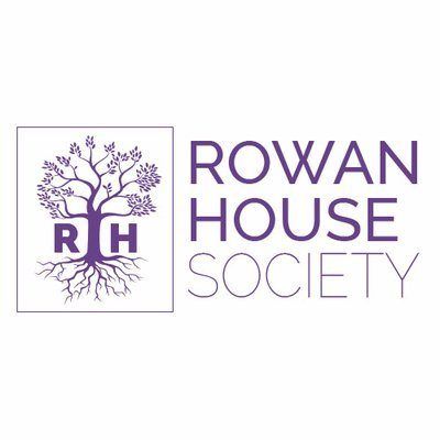 The logo for the rowan house society has a tree with roots in it.
