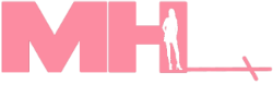A pink mhl logo with a silhouette of a woman