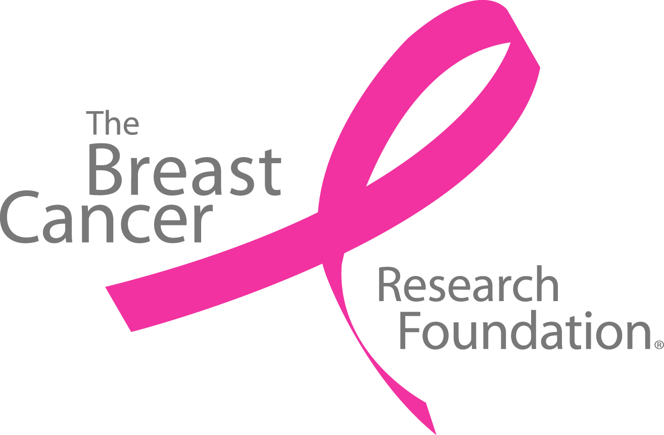 The logo for the breast cancer research foundation is a pink ribbon.
