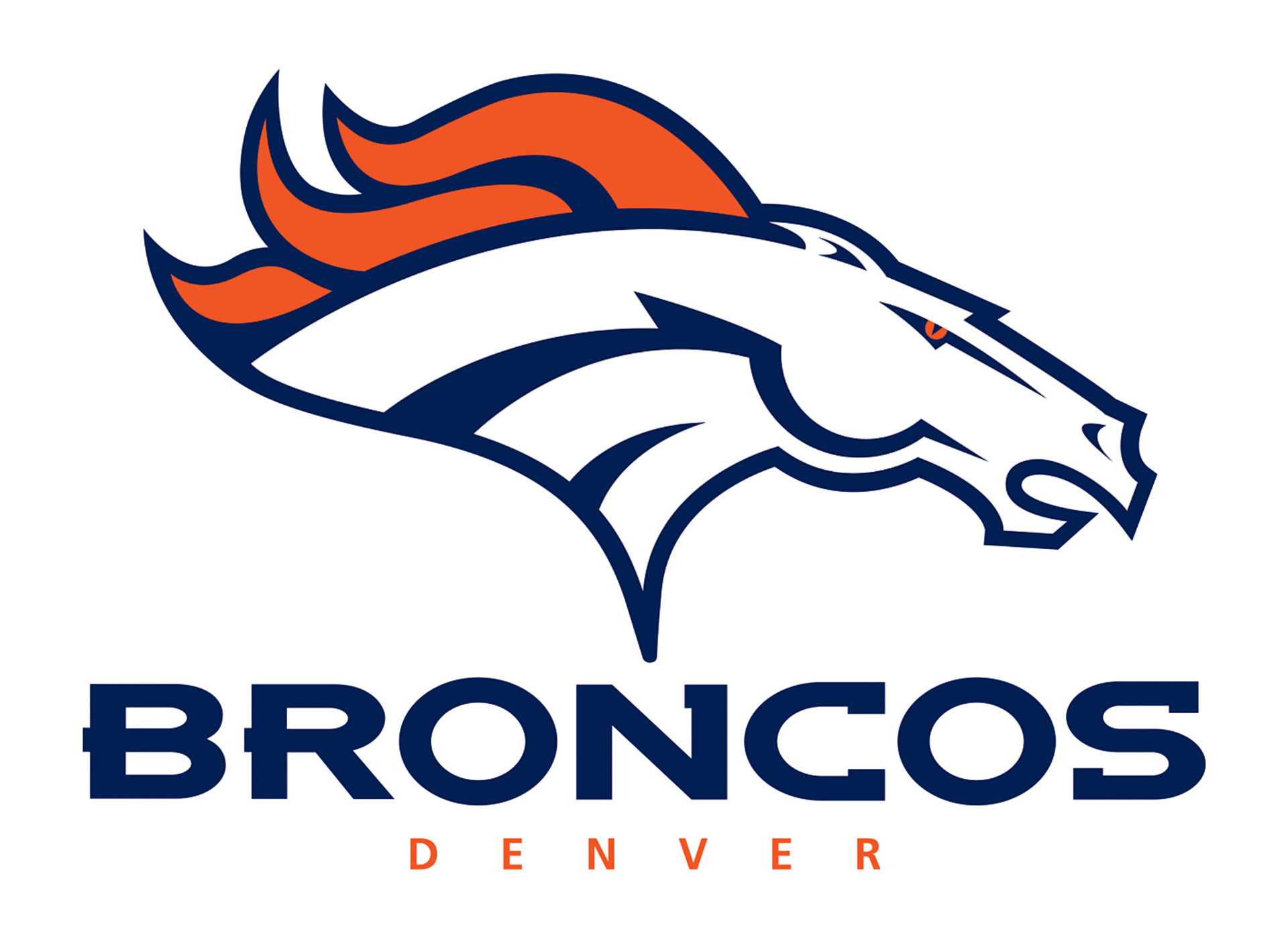 The logo for the denver broncos is a horse with a long mane.