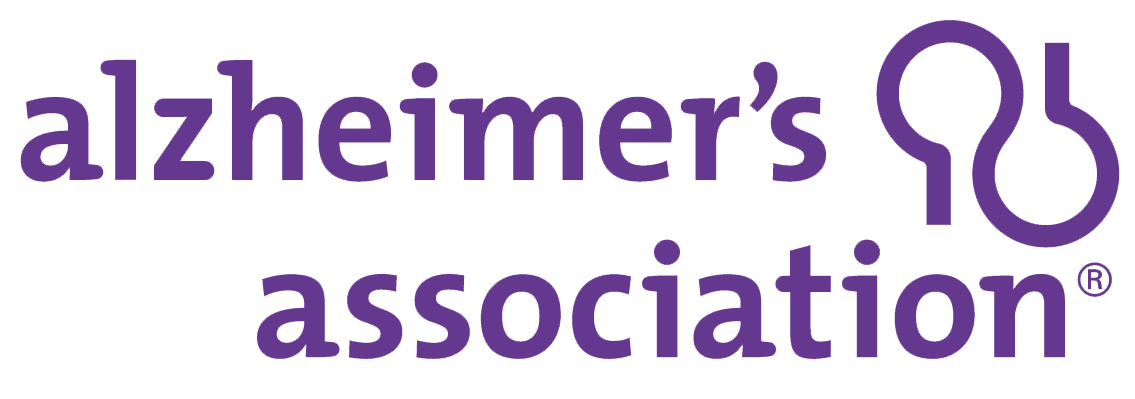 The logo for the alzheimer 's association is purple and white.