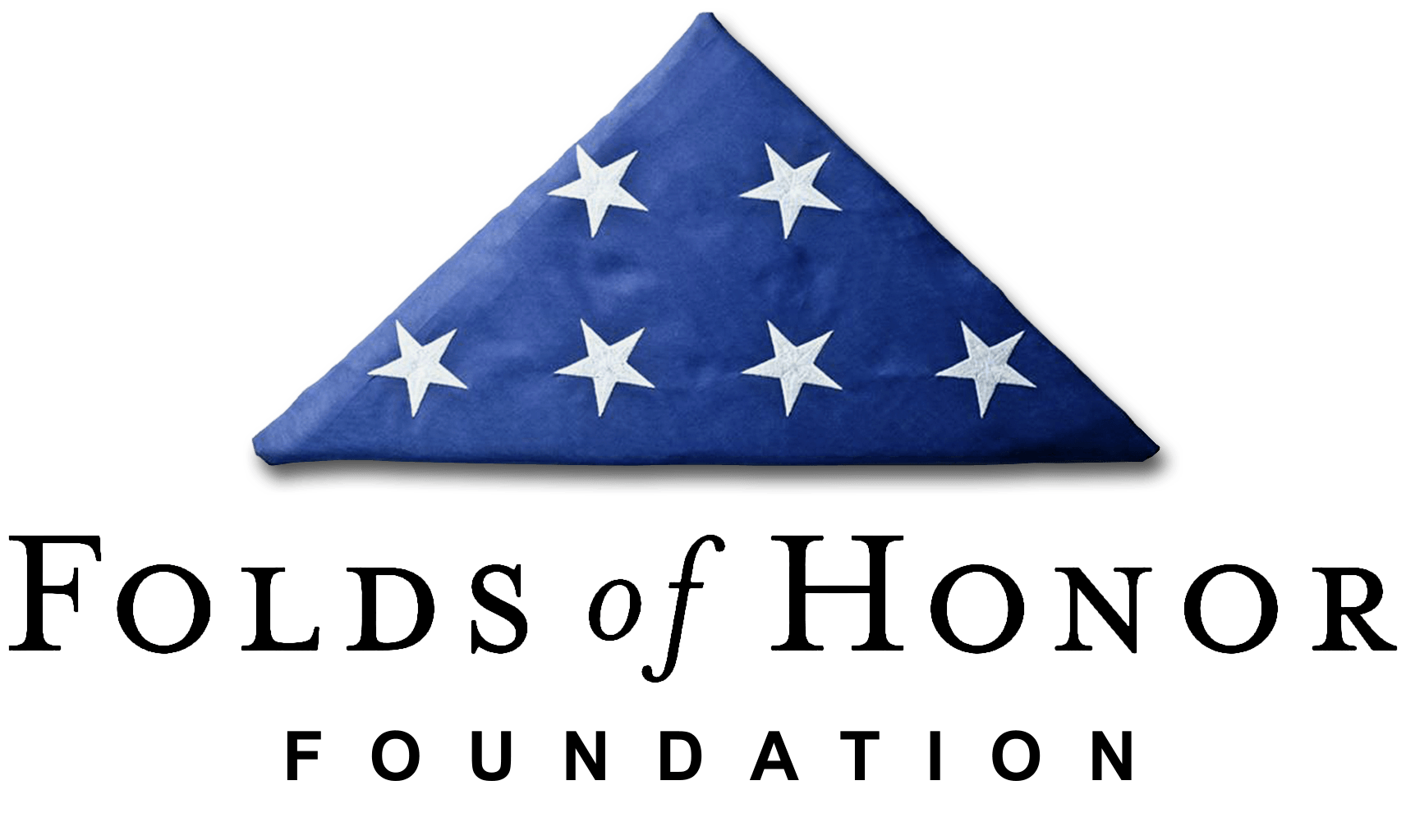 The folds of honor foundation logo has a blue flag with white stars on it
