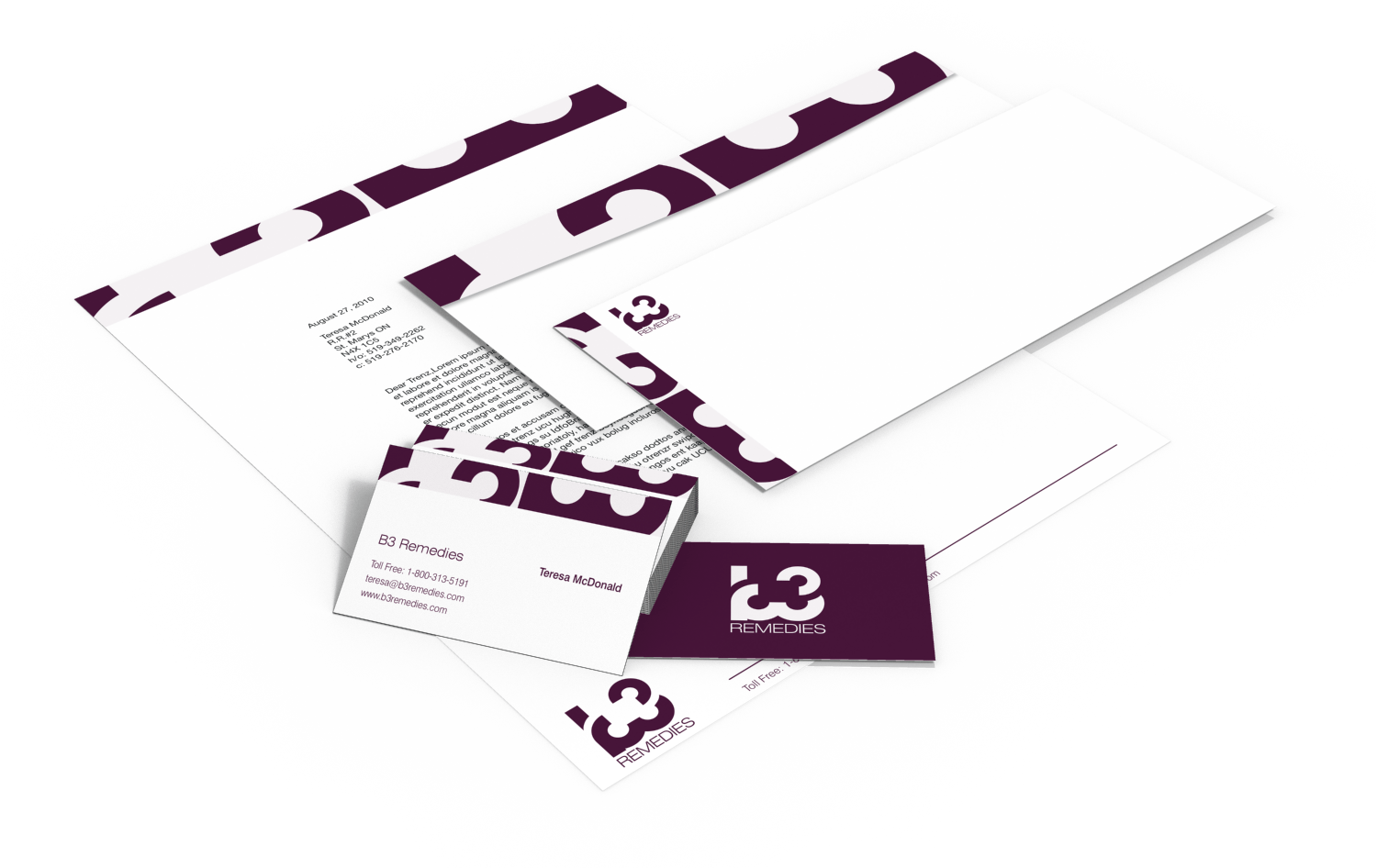 B3 Remedies stationery