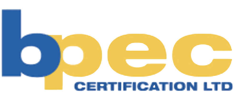 BPEC Certification Ltd logo in blue and gold text