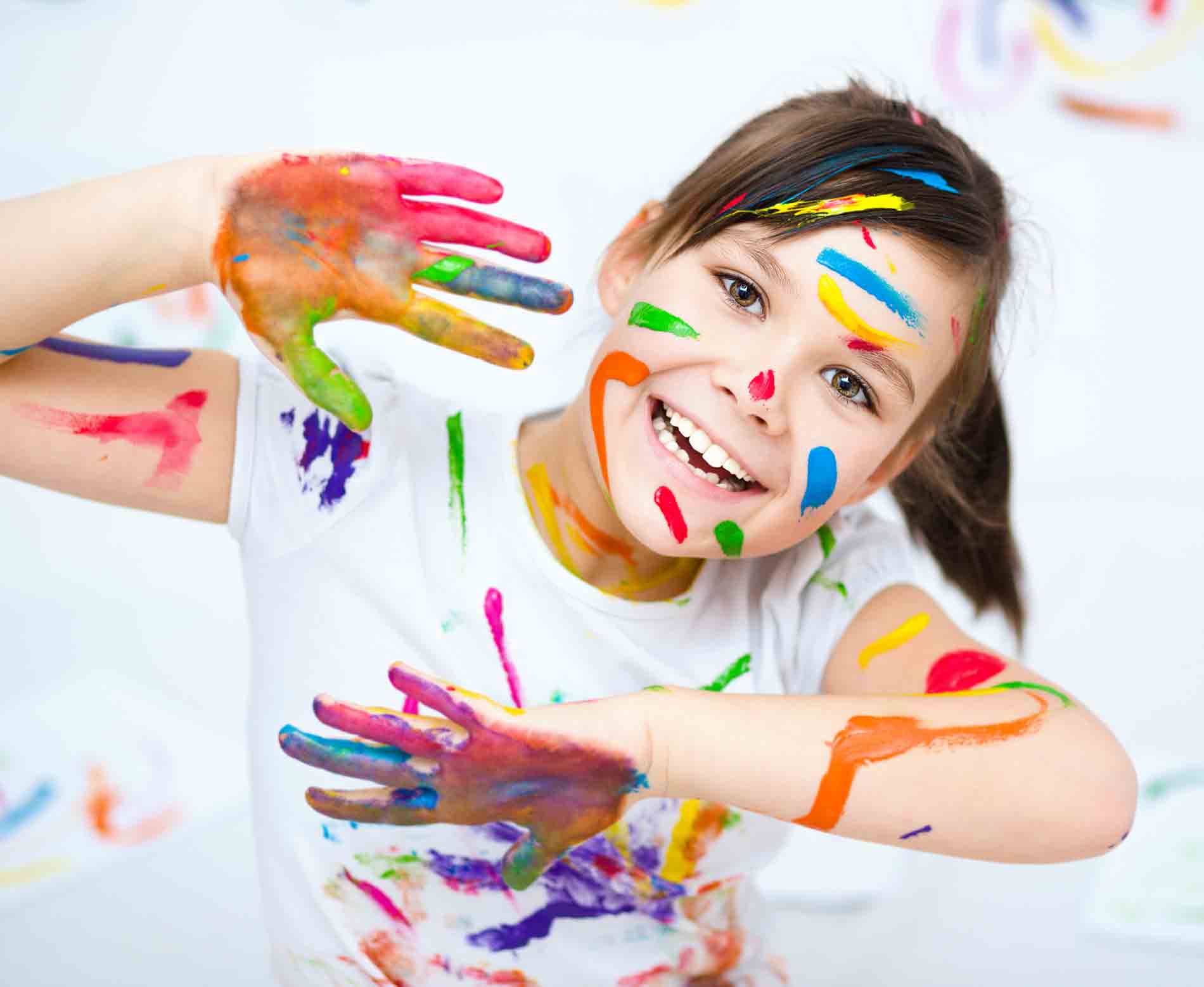 Little girl playing with paint little girl playing with paint