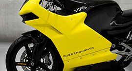 A sport motorbike in yellow color body which is 3d printed by Zortrax M200