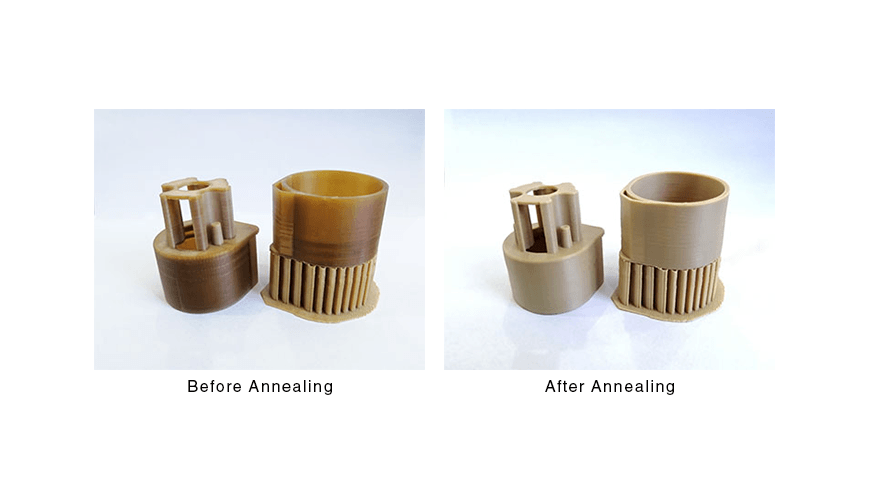 comparing peek material before and after annealing process