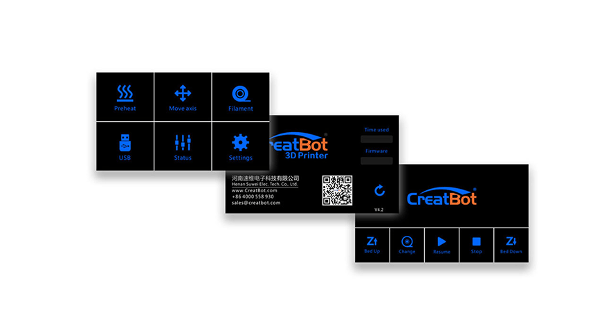 Intuitive Touch screen designed by Creatbot 3d printer