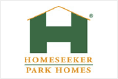 The homeseeker park homes logo is a green house with a roof.