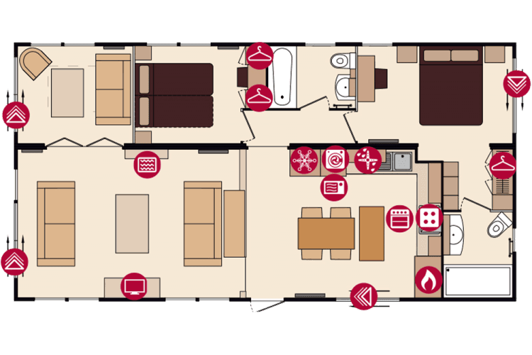 A floor plan of a house with a lot of furniture