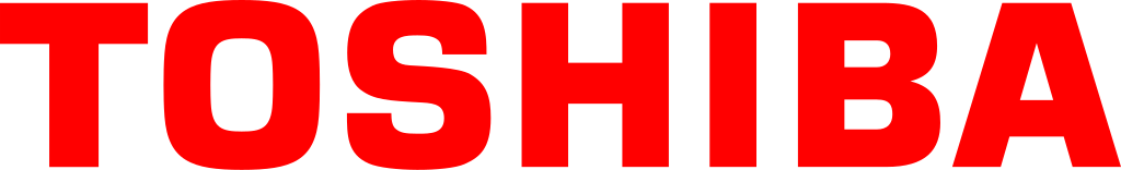 Logo rouge « TOSHIBA ».