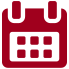 A red calendar icon with white squares on a white background.