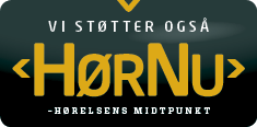 Et sort og gult skilt, hvor der står hornu på