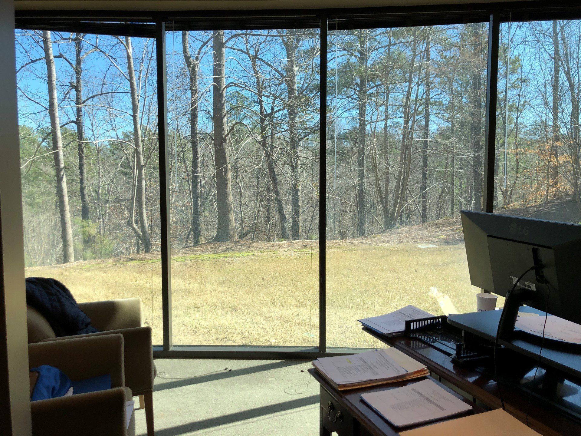 Business office tinting service in Birmingham AL - Before this business Law office was protected from bright Sun Glare & UV Damage. in Birmingham, AL. February, 2020.