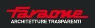Logo rosso Farfane con la scritta “ARCHITETTURE TRASPARENTI” sottostante.