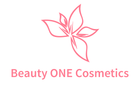 Das Logo von Beauty One Cosmetics ist eine rosa Blume mit Blättern.