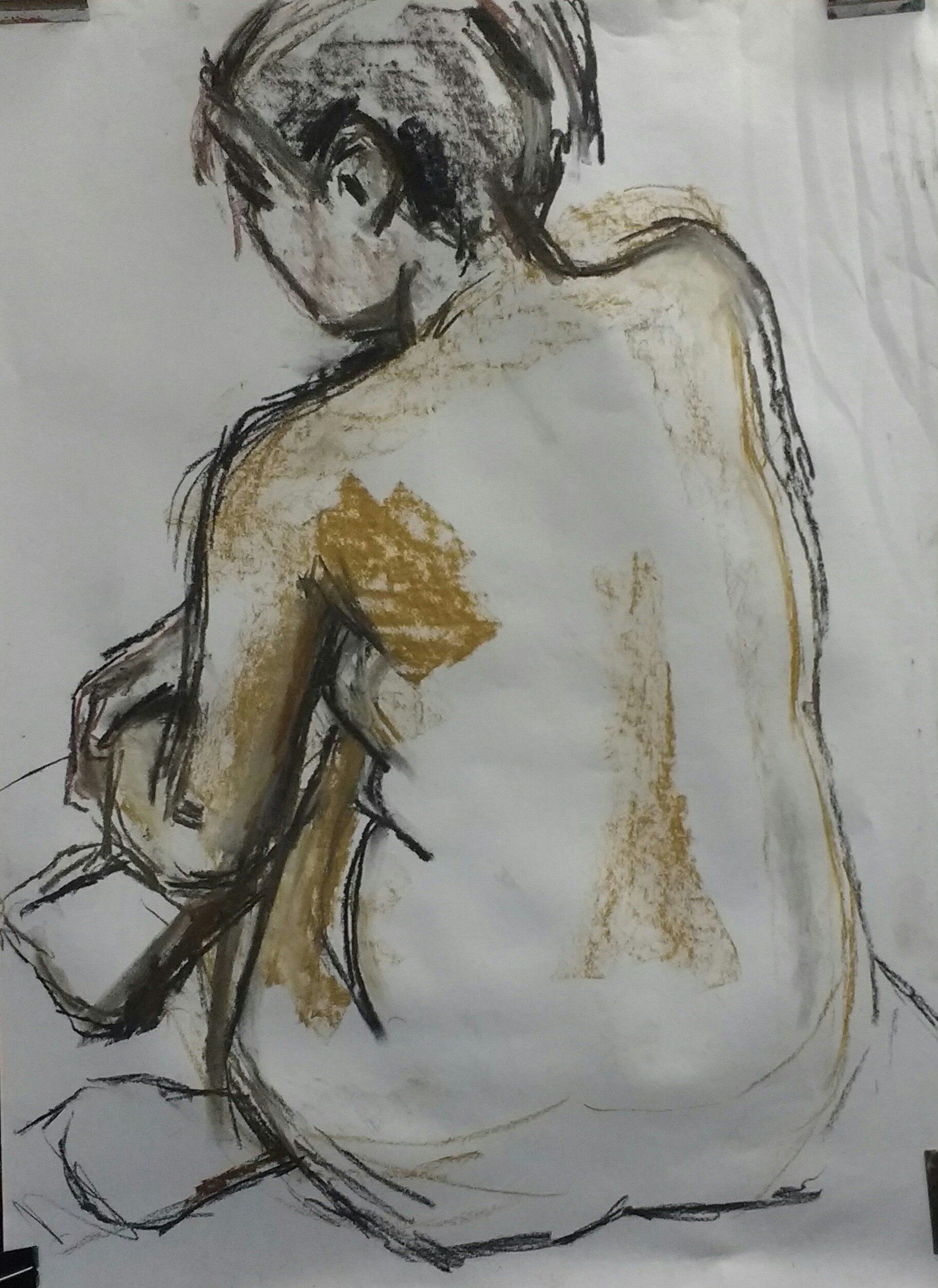 Life drawing, charcoal