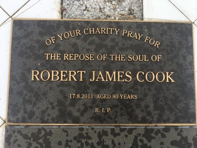 A Plaque that Says of Your Charity Pray for The Repose of The Soul of Robert James Cook — Northern Rivers Headstones in Casino, NSW