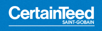 CertainTeed logo with white text on a blue background. Saint-Gobain is written below.