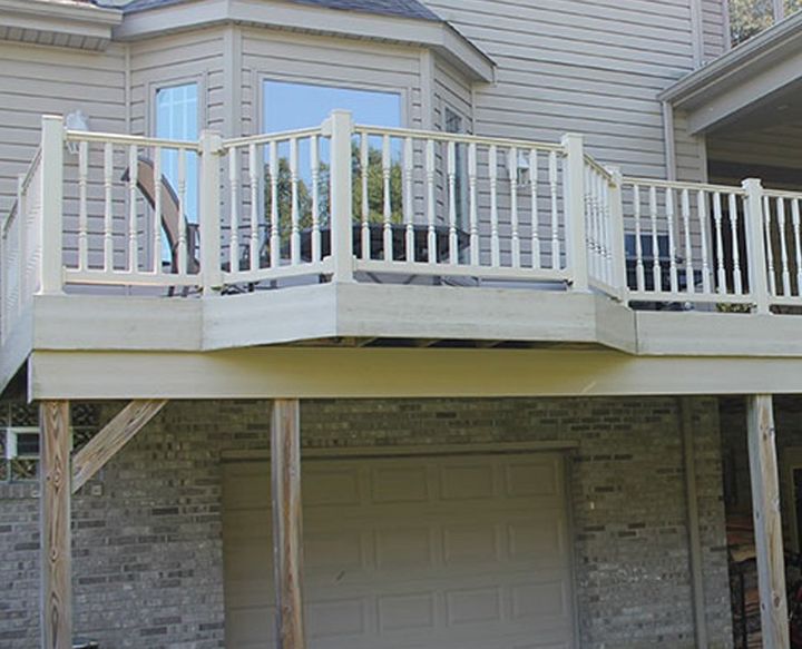 Custom Decks — White Second Story Deck on Top of Garage in Saxonburg, PA
