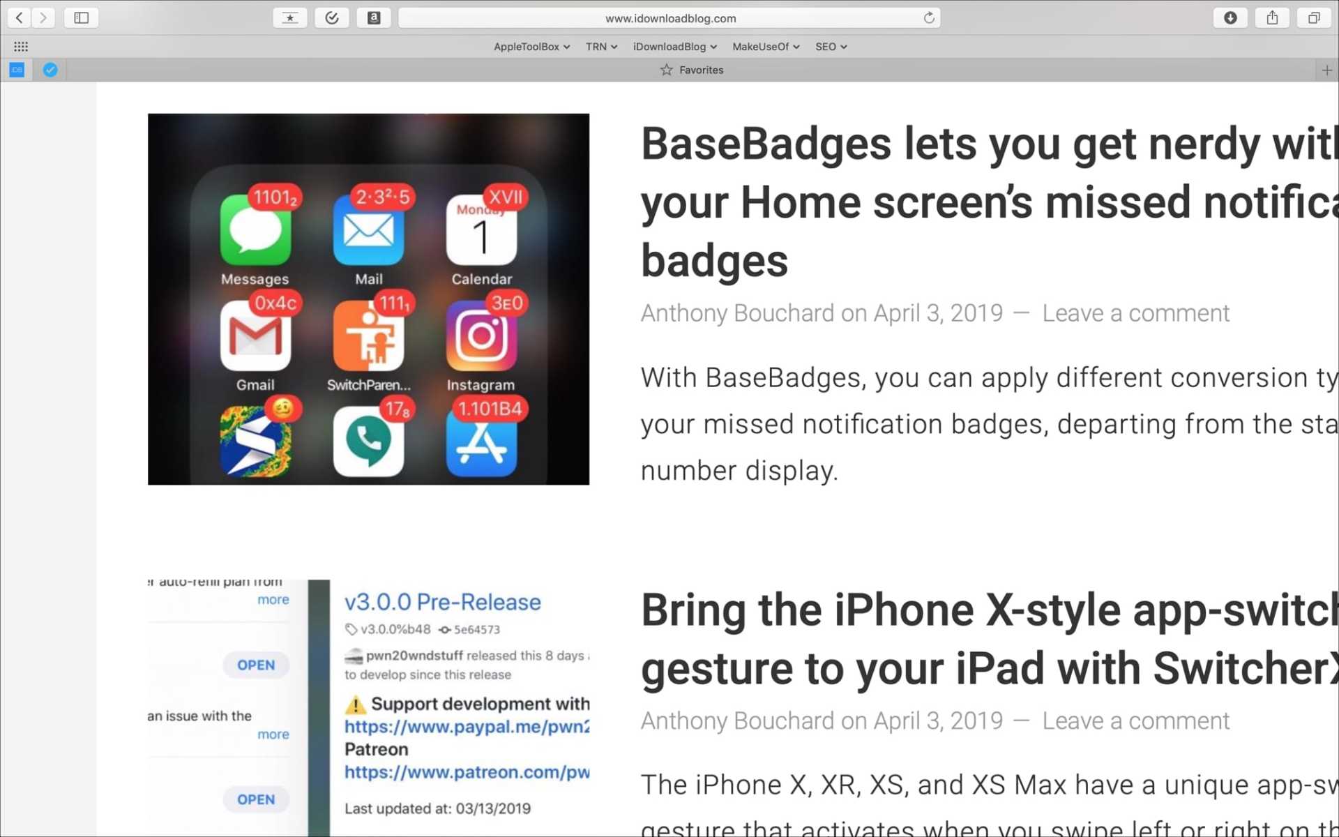 A screenshot of a website that says basebadges lets you get nerdy with your home screen 's missed notifications badges