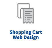 A shopping cart web design icon with a receipt on it.