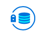 A blue icon of a stack of coins in a circle.