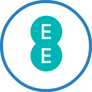 The EE logo: two white letters 