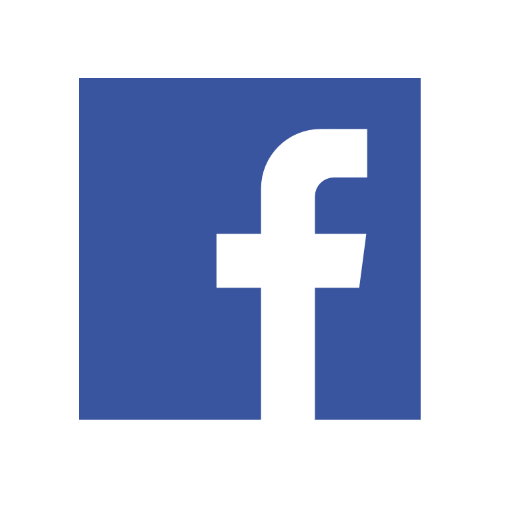 The facebook logo is a blue square with a white f in the middle.
