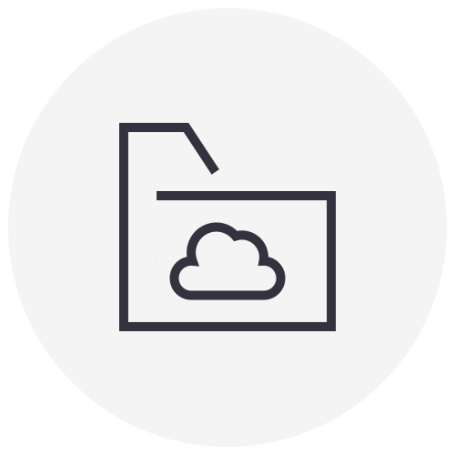 A line icon of a folder with a cloud inside of it.
