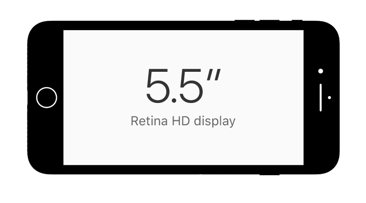 A cell phone with a 5.5 inch retina hd display