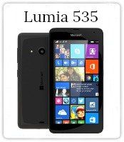 The lumia 535 is a microsoft cell phone with a large screen.