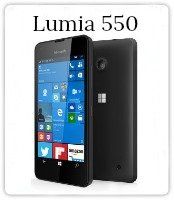 A microsoft lumia 550 is a very small cell phone.