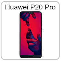 A huawei p20 pro phone with two hands on the screen.