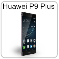 A huawei p9 plus cell phone is shown on a white background.
