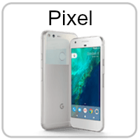 A white pixel phone is sitting on a white surface.