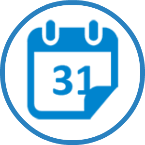 A blue calendar icon with the number 31 on it