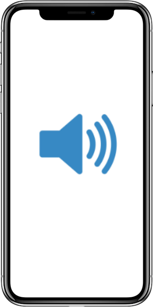 A cell phone with a speaker icon on the screen.