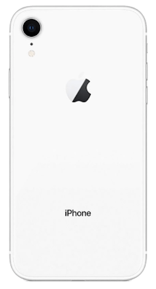 The back of a white iphone with a camera on it