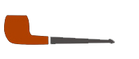 Un disegno animato di una pipa da tabacco su uno sfondo bianco.